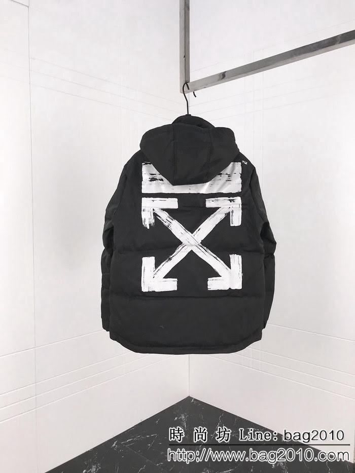 Moncle OFF 2018SS秋冬羽絨服 袖子定制膠板LOGO 數碼直噴斑馬線 內裏90%白鵝絨 高版本情侶款 ydi2308